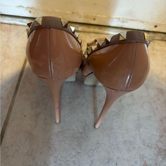 Valentino platform pumps heels babydoll dress open toe sandals stud spike shoes - Picture 8 of 13